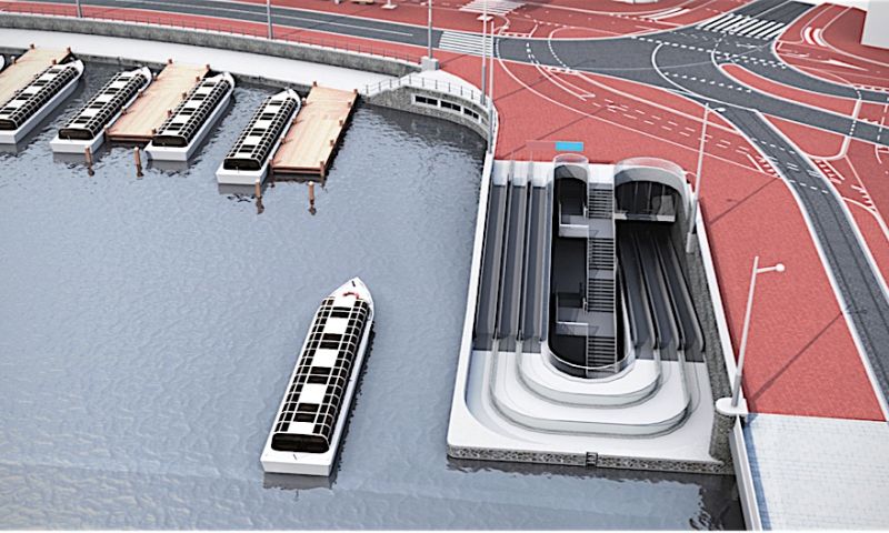 Fietsenstalling met rolbanen bij Amsterdam CS op 9 meter diepte