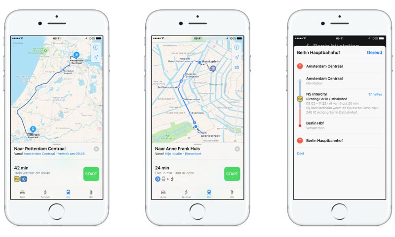 Apple Maps heeft vanaf vandaag Nederlandse ov-info