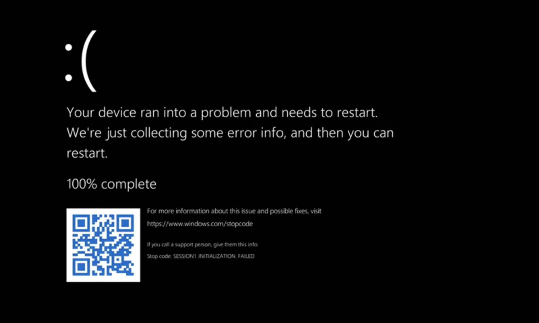 BSOD Blue Screen of Death zwart Windows 11