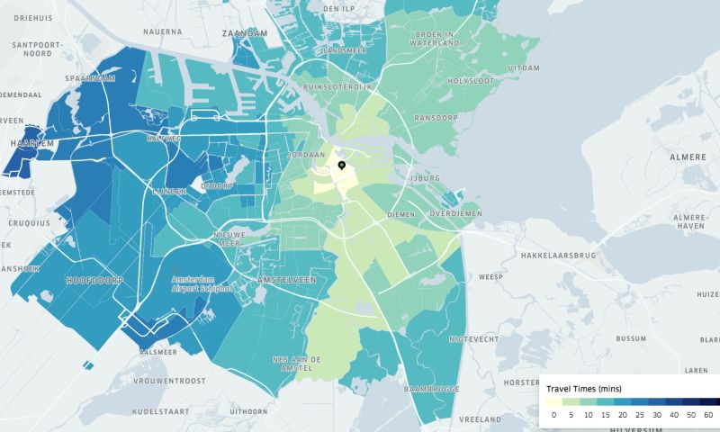 Uber toont verkeersstromen Amsterdam