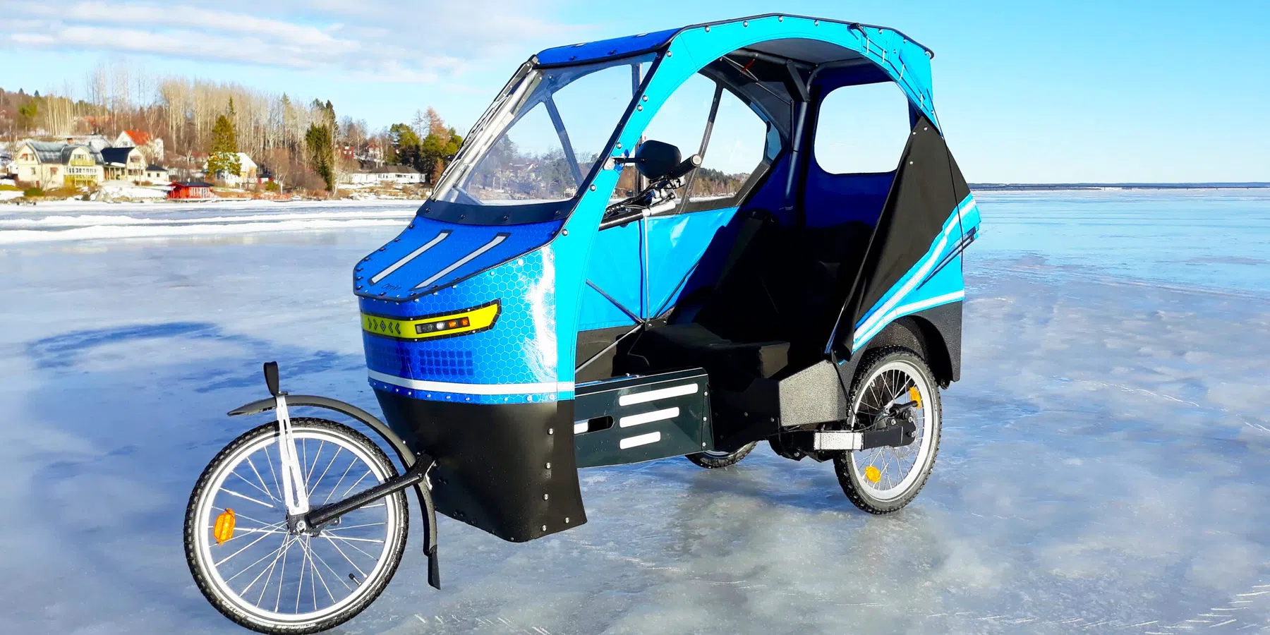 Op deze Zweedse e-bike met ruitenwisser blijf je altijd droog 