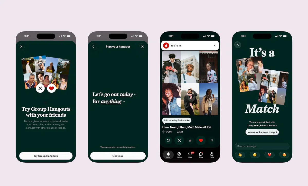 Tinder introduceert Group Hangouts voor daten in groepen